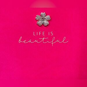 Journal Notebook Life is Beautiful with Raised Flower Charm in Soft Cover